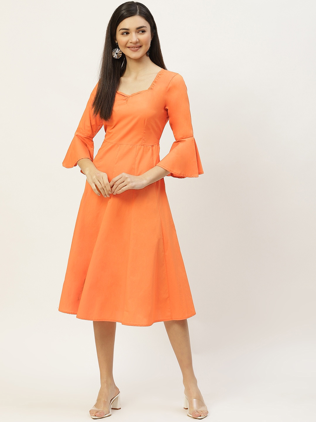 

Off Label Orange Solid A-Line Dress
