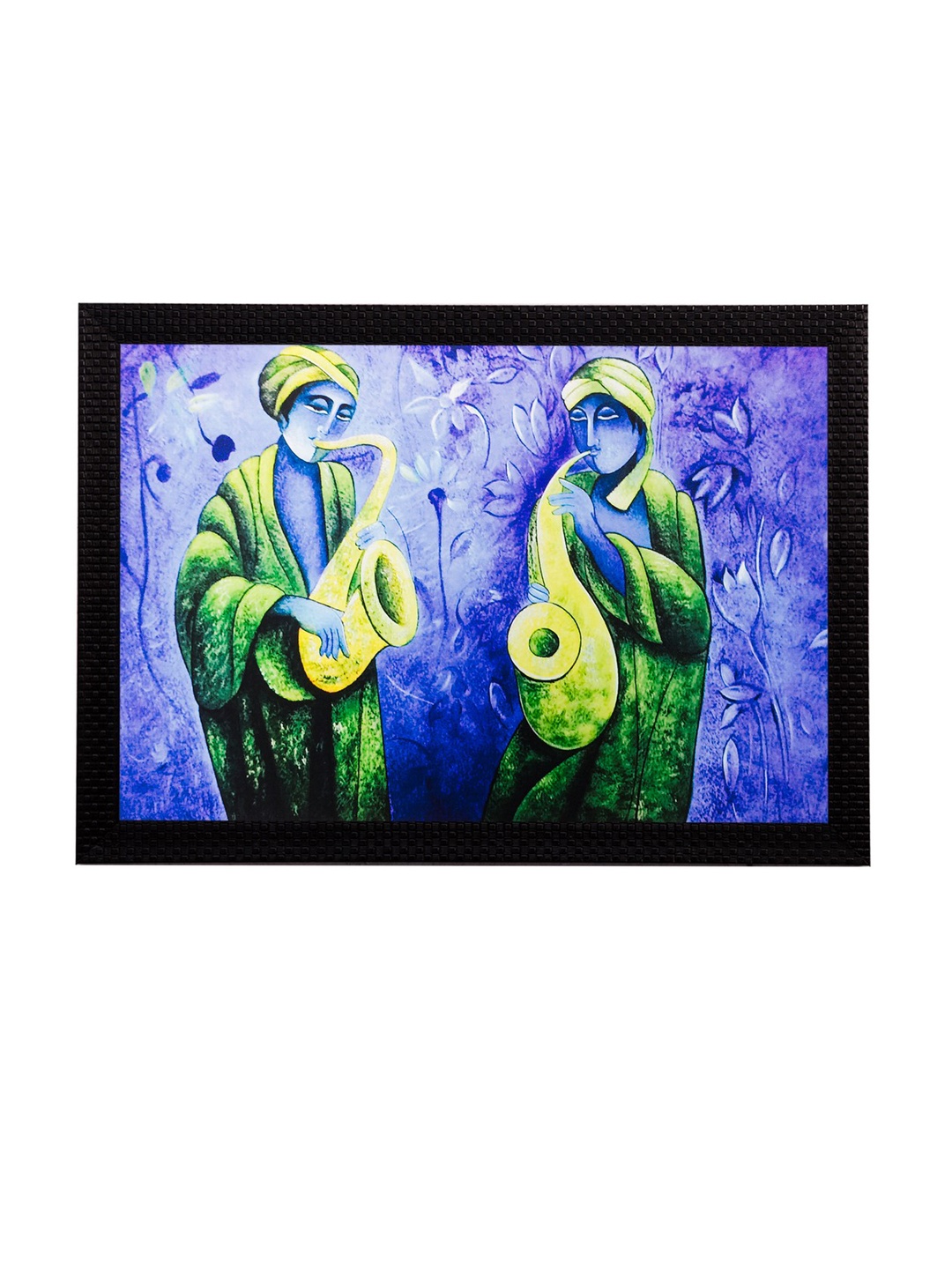 

eCraftIndia Blue & Green Men playing Trumpet UV Wall Art