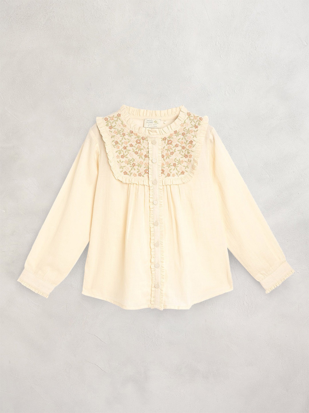 

Cherry Crumble Beige Floral Embroidered Top