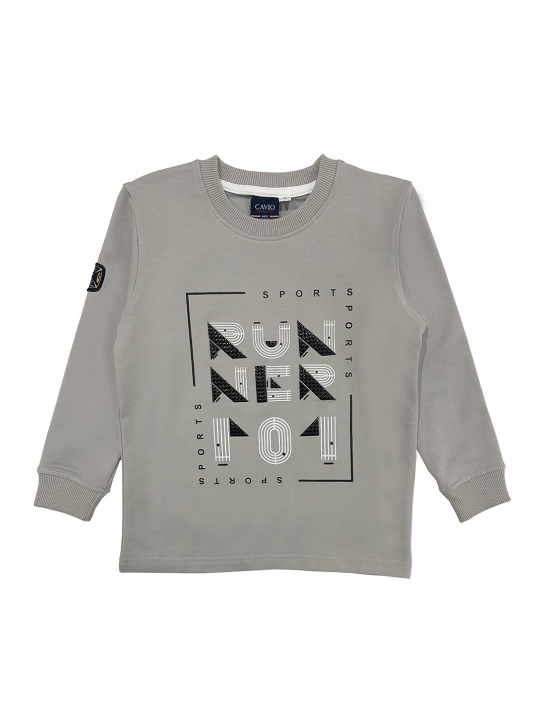 

CAVIO Boys Grey Printed T-shirt
