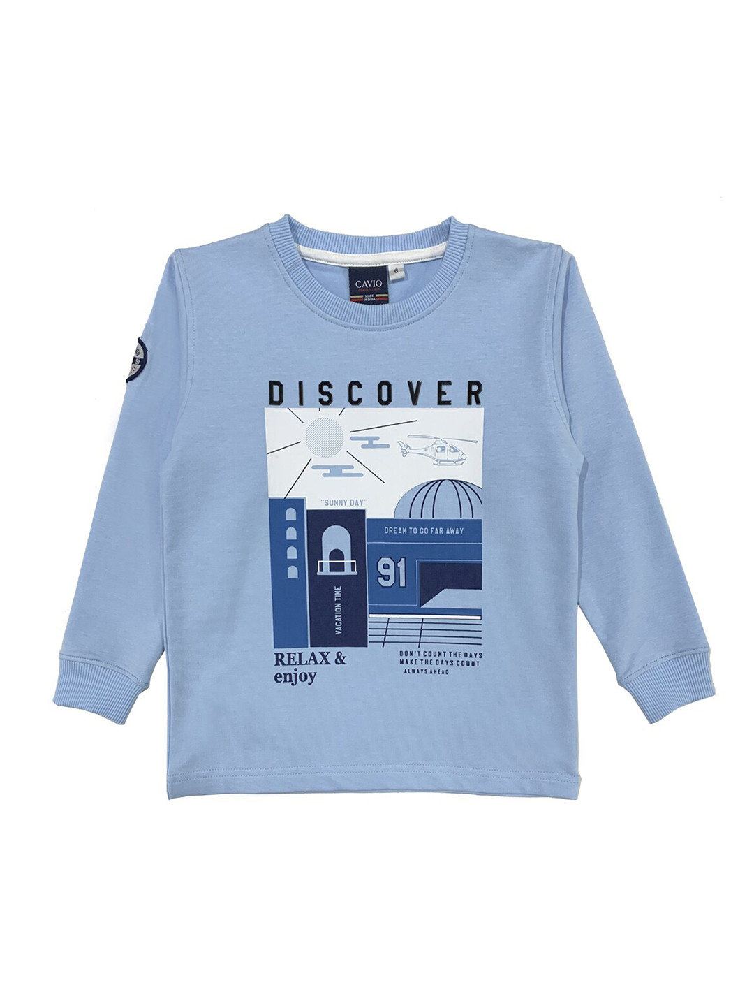 

CAVIO Boys Blue Printed T-shirt