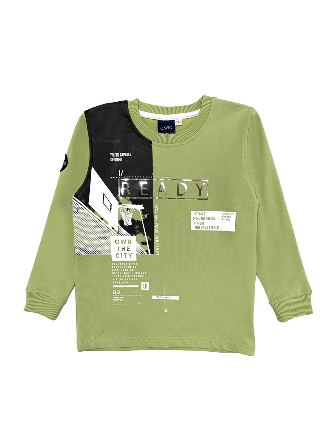 

CAVIO Boys Green Printed T-shirt