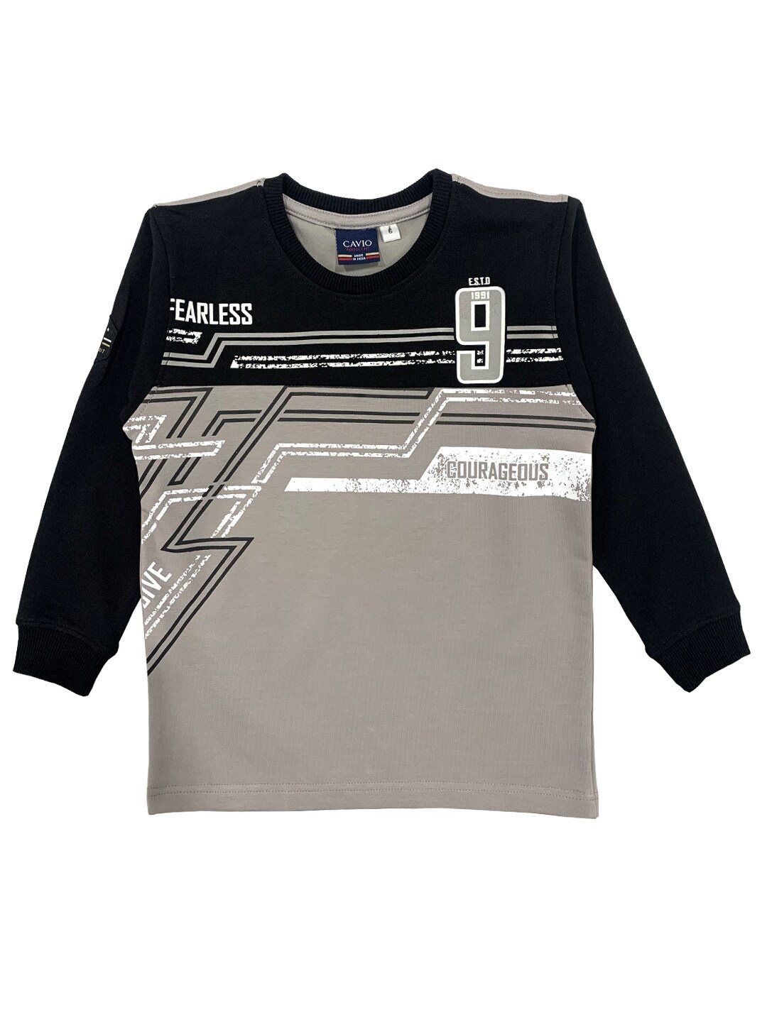 

CAVIO Boys Grey Colourblocked T-shirt