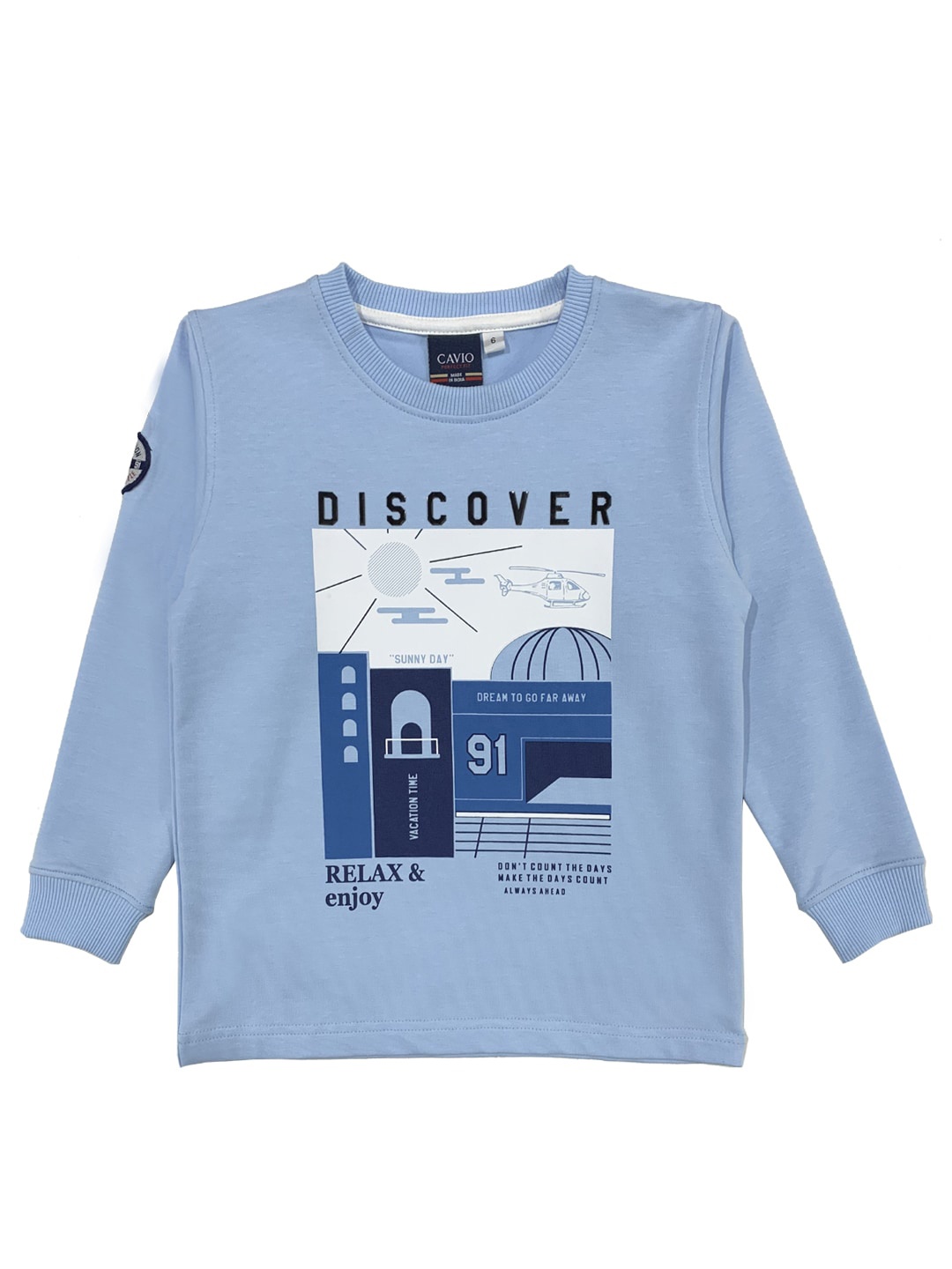 CAVIO Boys Blue Printed T-shirt