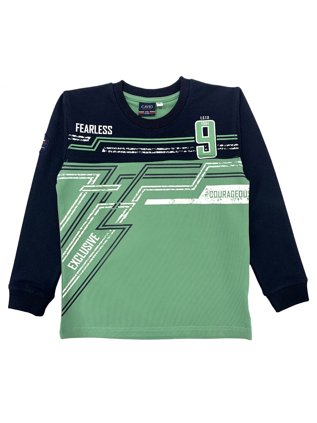 

CAVIO Boys Green Printed T-shirt