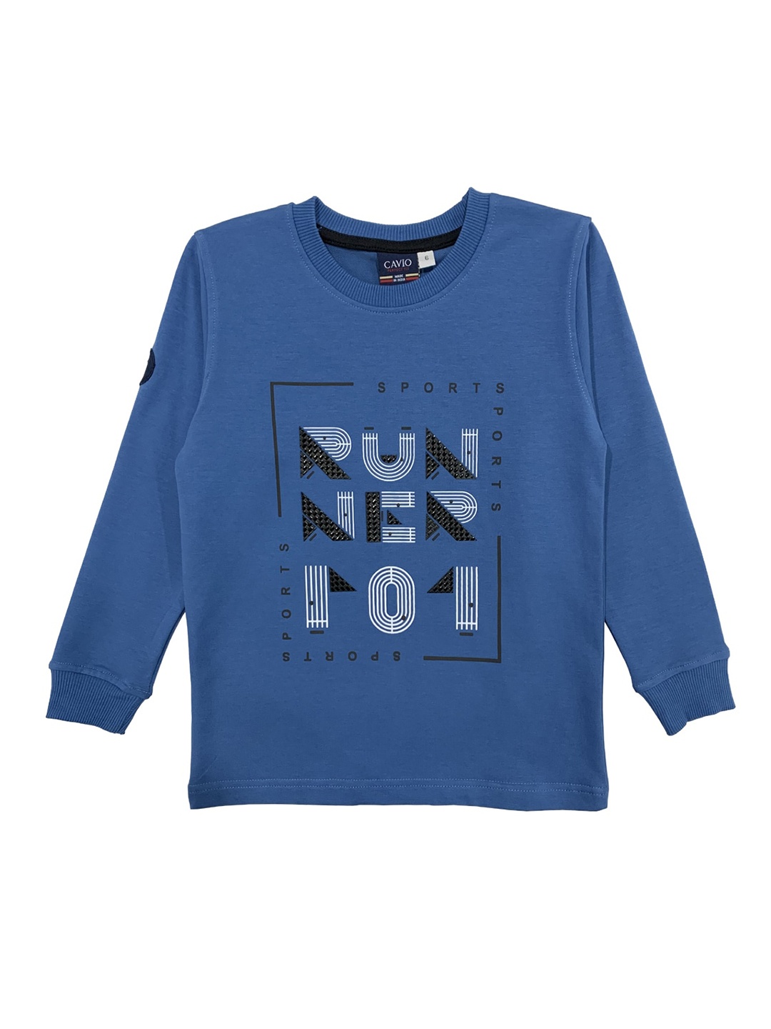 

CAVIO Boys Blue Typography Printed T-shirt