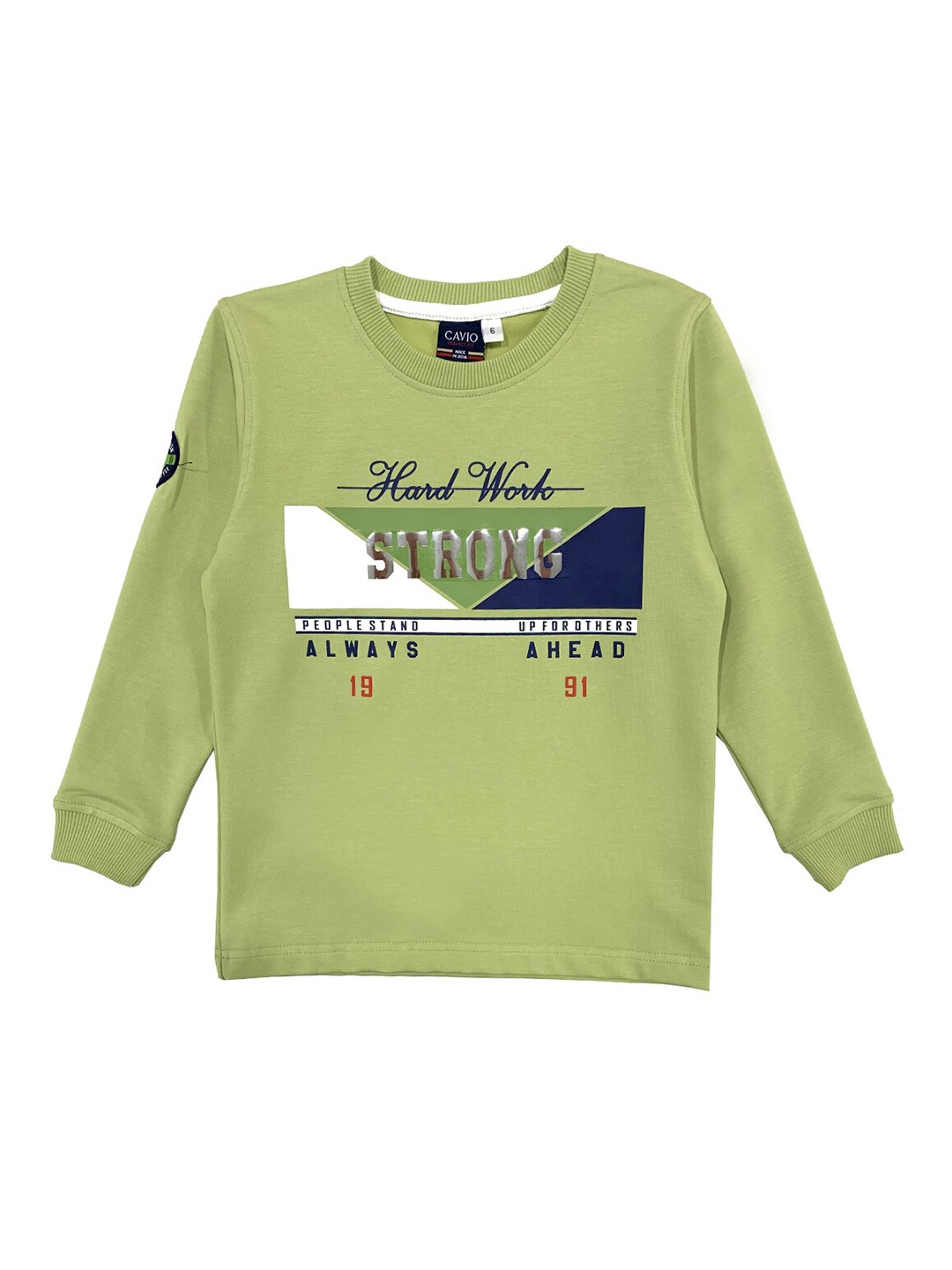 

CAVIO Boys Green Typography Printed T-shirt