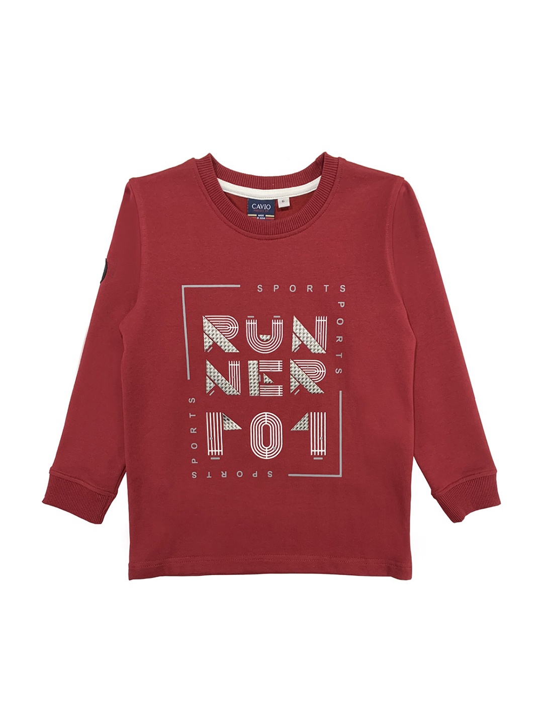 

CAVIO Boys Maroon Typography Printed T-shirt