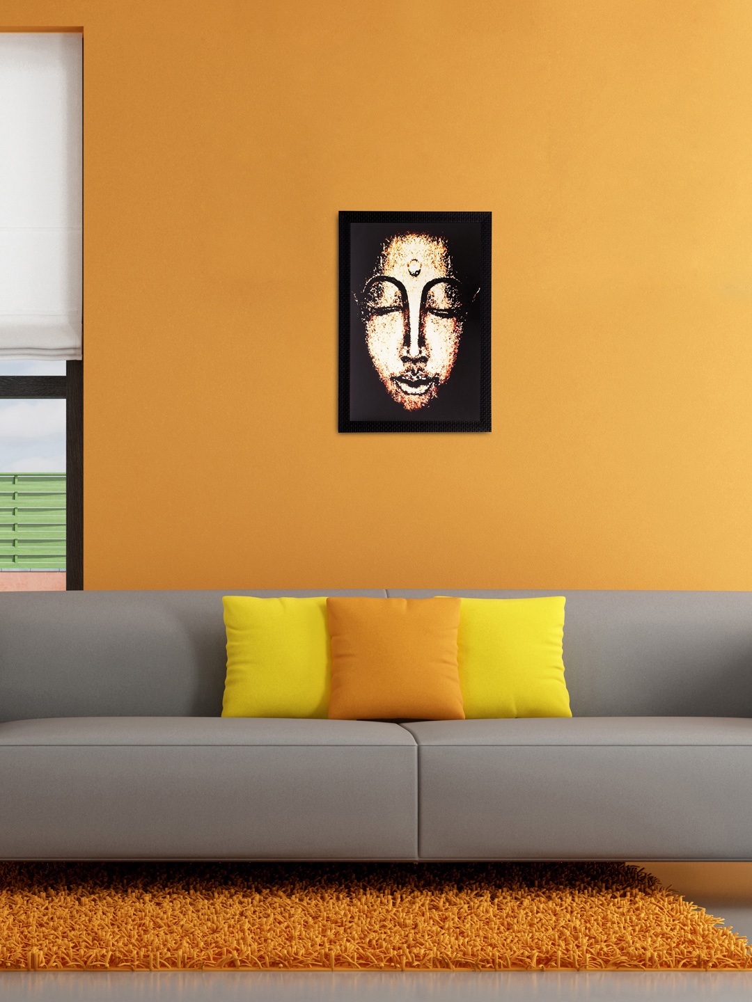 

eCraftIndia Black & Beige Lord Buddha UV Wall Art