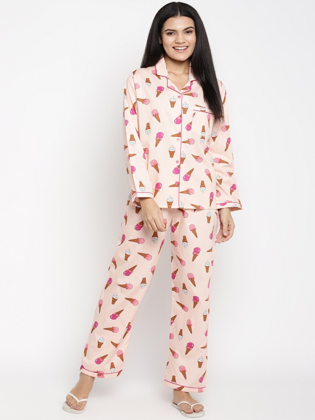 

shopbloom Women Peach-Coloured Printed Night suit