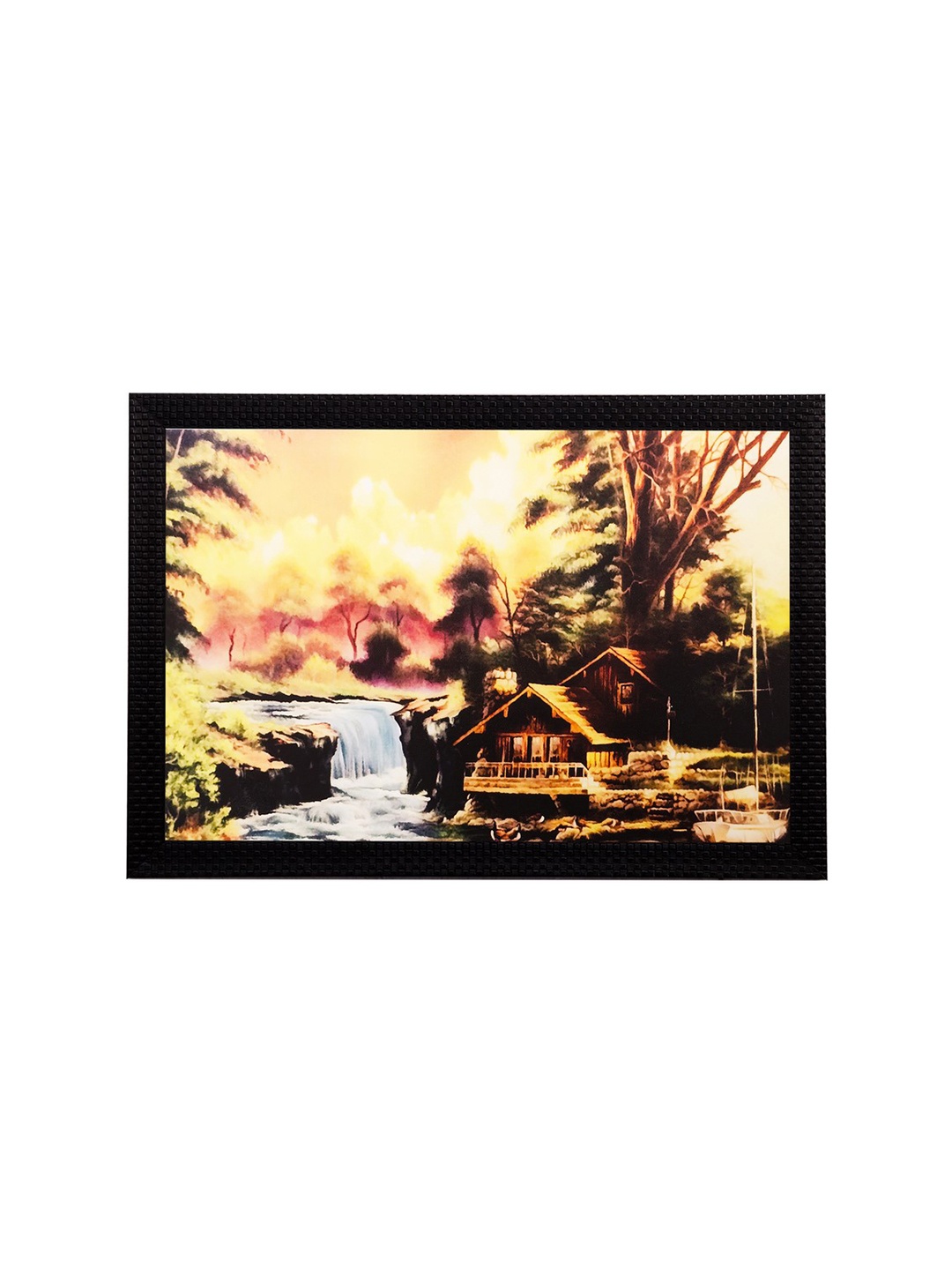 

eCraftIndia Multicoloured Village Scenery Matt Texture Framed Wall Art, Multi