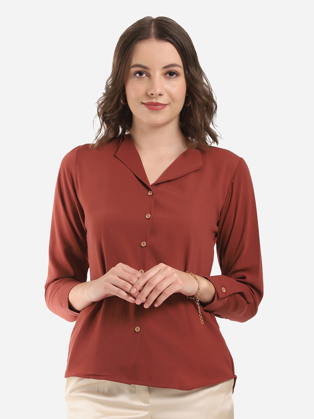 

Selvia Women Brown Smart Casual Shirt