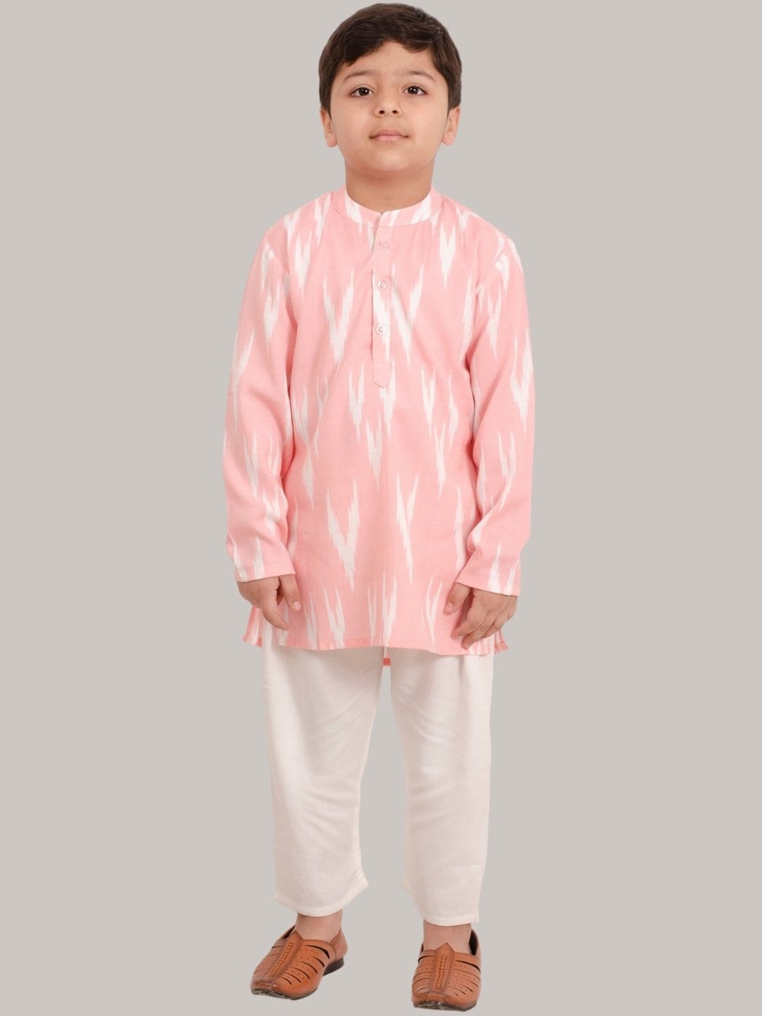 

Muffin Shuffin Boys Pink Angrakha Kurti with Pyjamas & With Dupatta