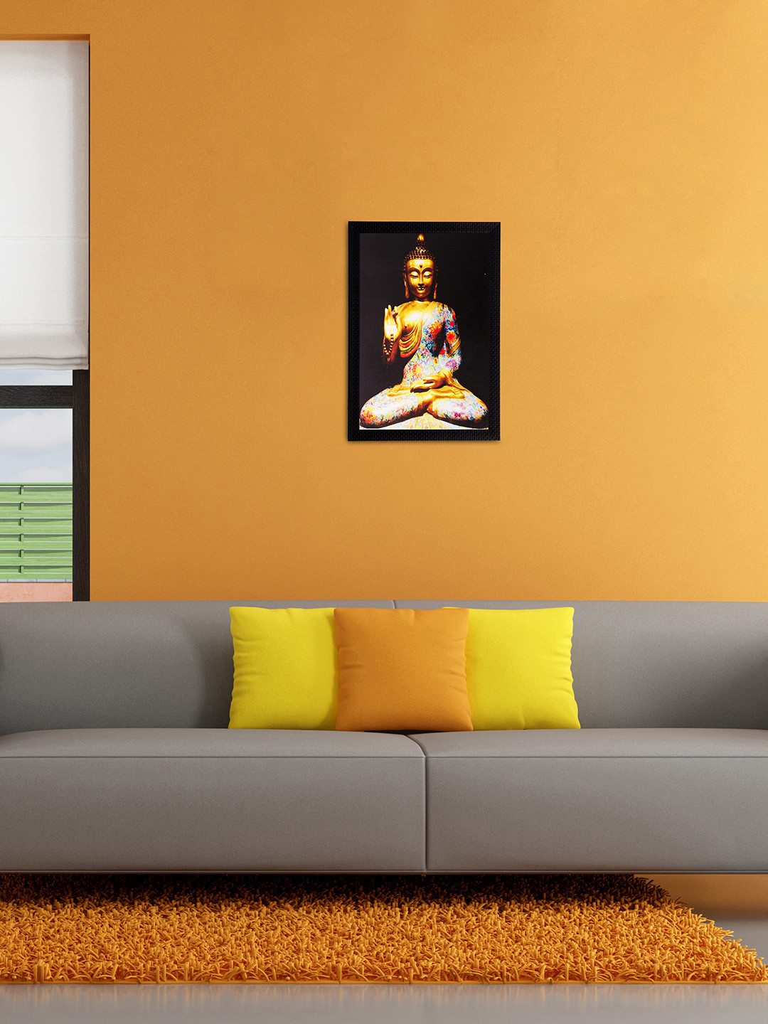 

eCraftIndia Multicoloured Spiritual Buddha Matt Textured Framed Wall Art, Multi