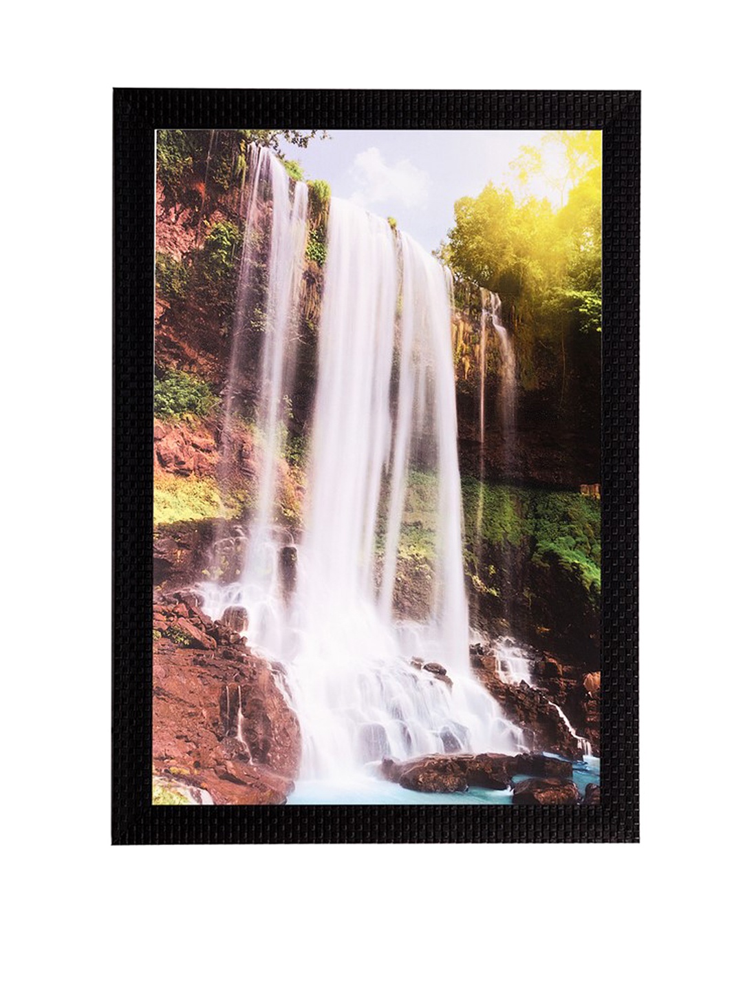 

eCraftIndia Multicoloured Waterfall View Satin Matt Framed UV Wall Art, Multi
