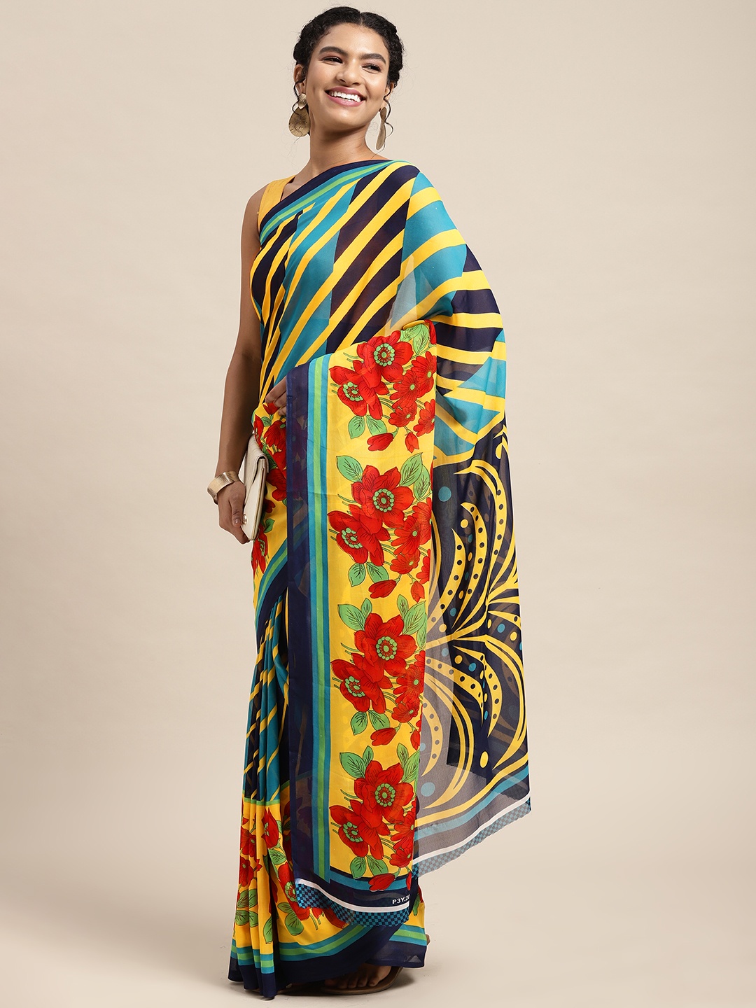 

KALINI Multicoloured Striped Saree, Multi