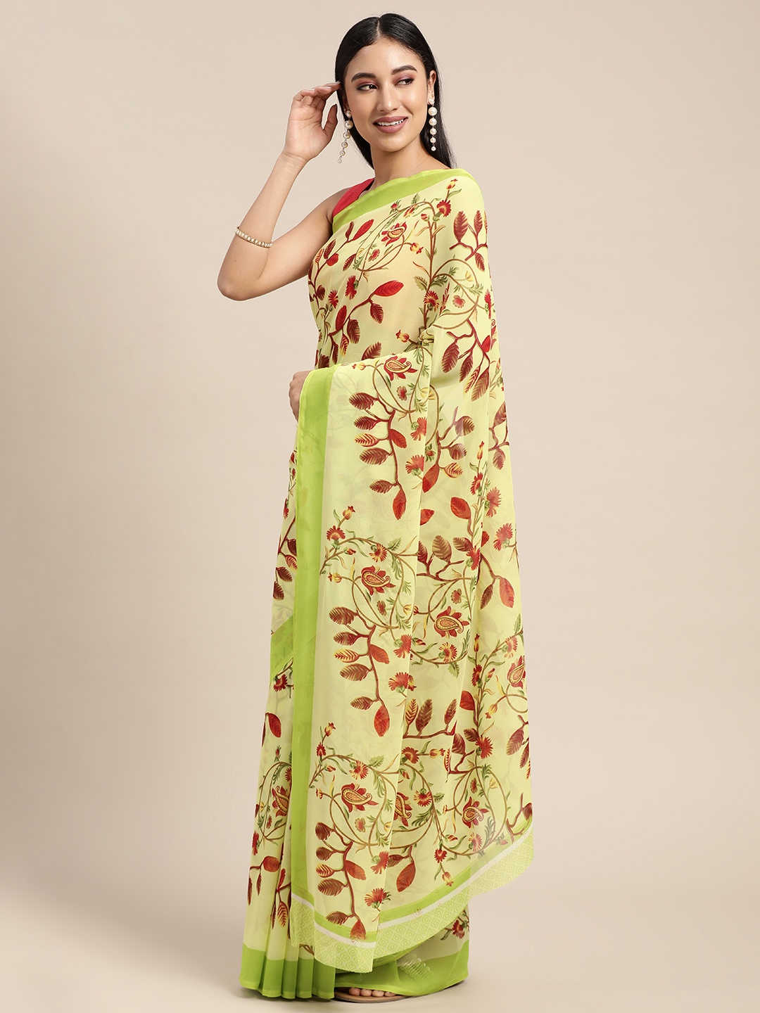 

KALINI Green Ethnic Motifs Saree