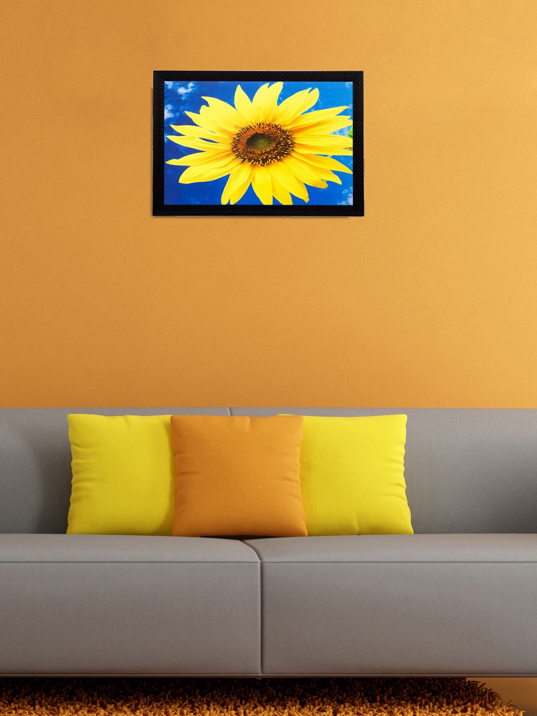 

eCraftIndia Yellow & Blue Sunflower UV Framed Wall Art