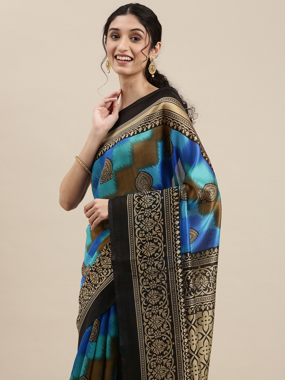 

KALINI Women Blue & Black Ethnic Motifs Saree