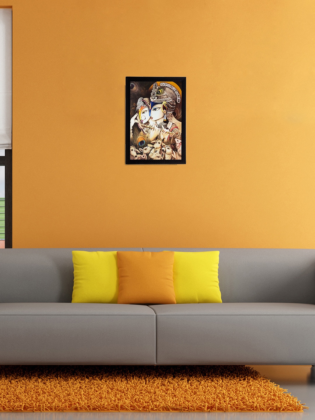 

eCraftIndia Brown & White Radha Krishna UV Wall Painting