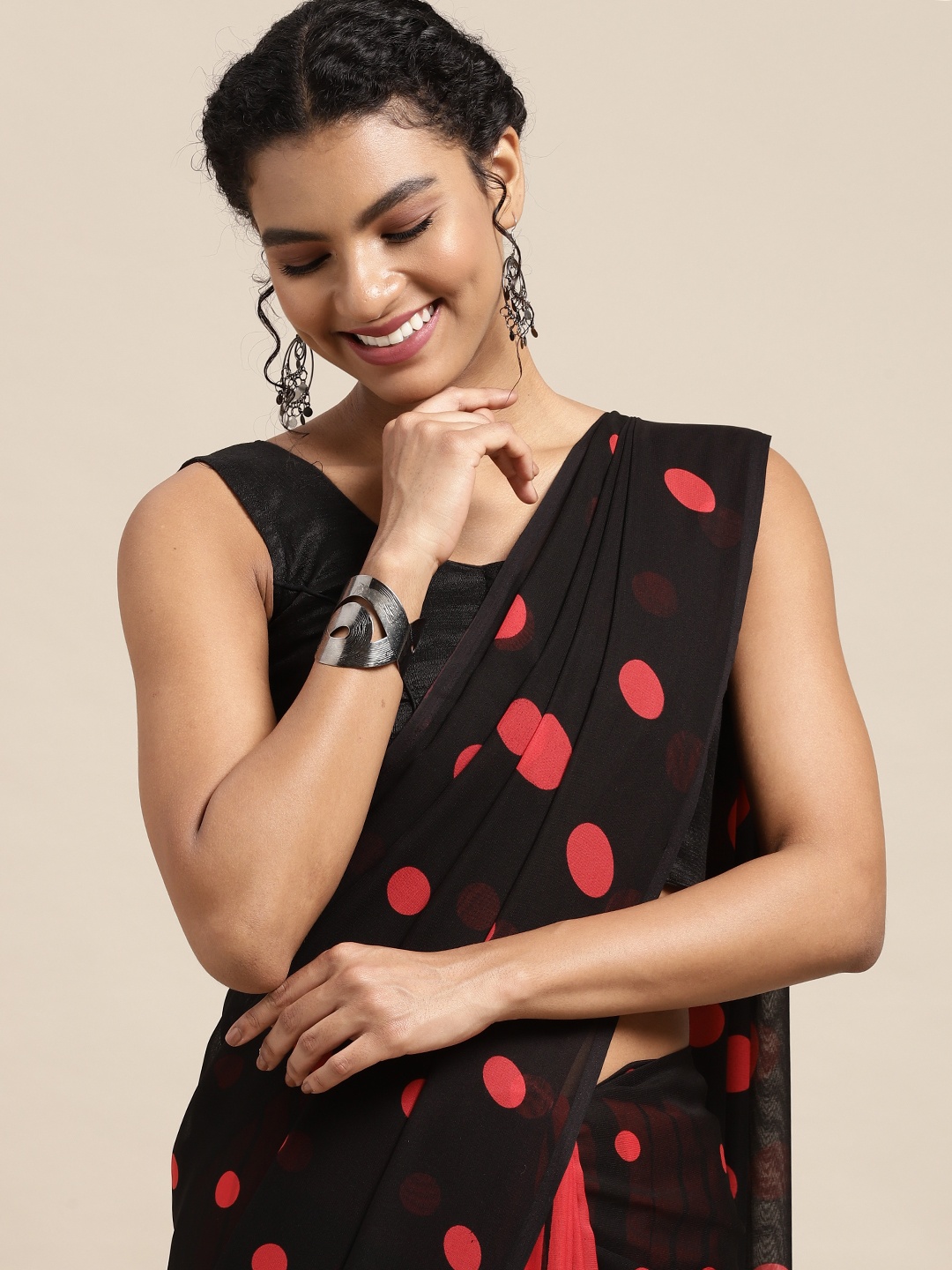 

Moda Rapido Black & Red Half and Half Saree