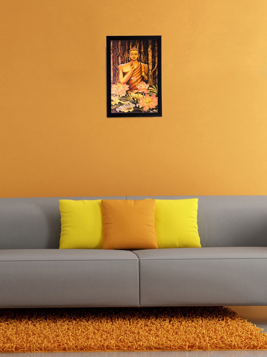 

eCraftIndia Multicoloured Meditating Buddha Matt Textured Framed Artwork, Multi