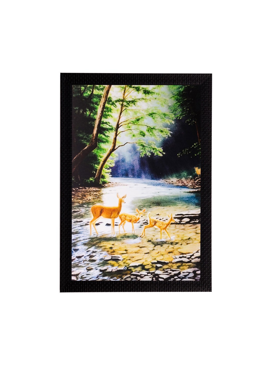 

eCraftIndia Multicoloured Animals in Water Framed UV Wall Art, Multi