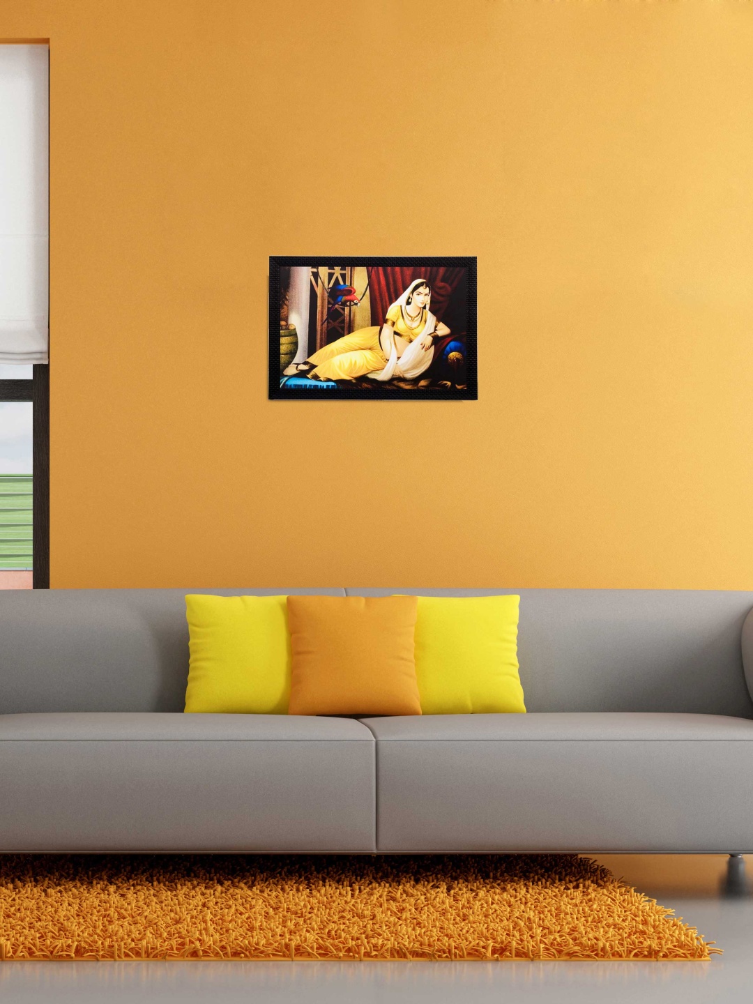 

eCraftIndia Multicoloured Pretty Woman Matt Textured UV Framed Wall Art, Multi