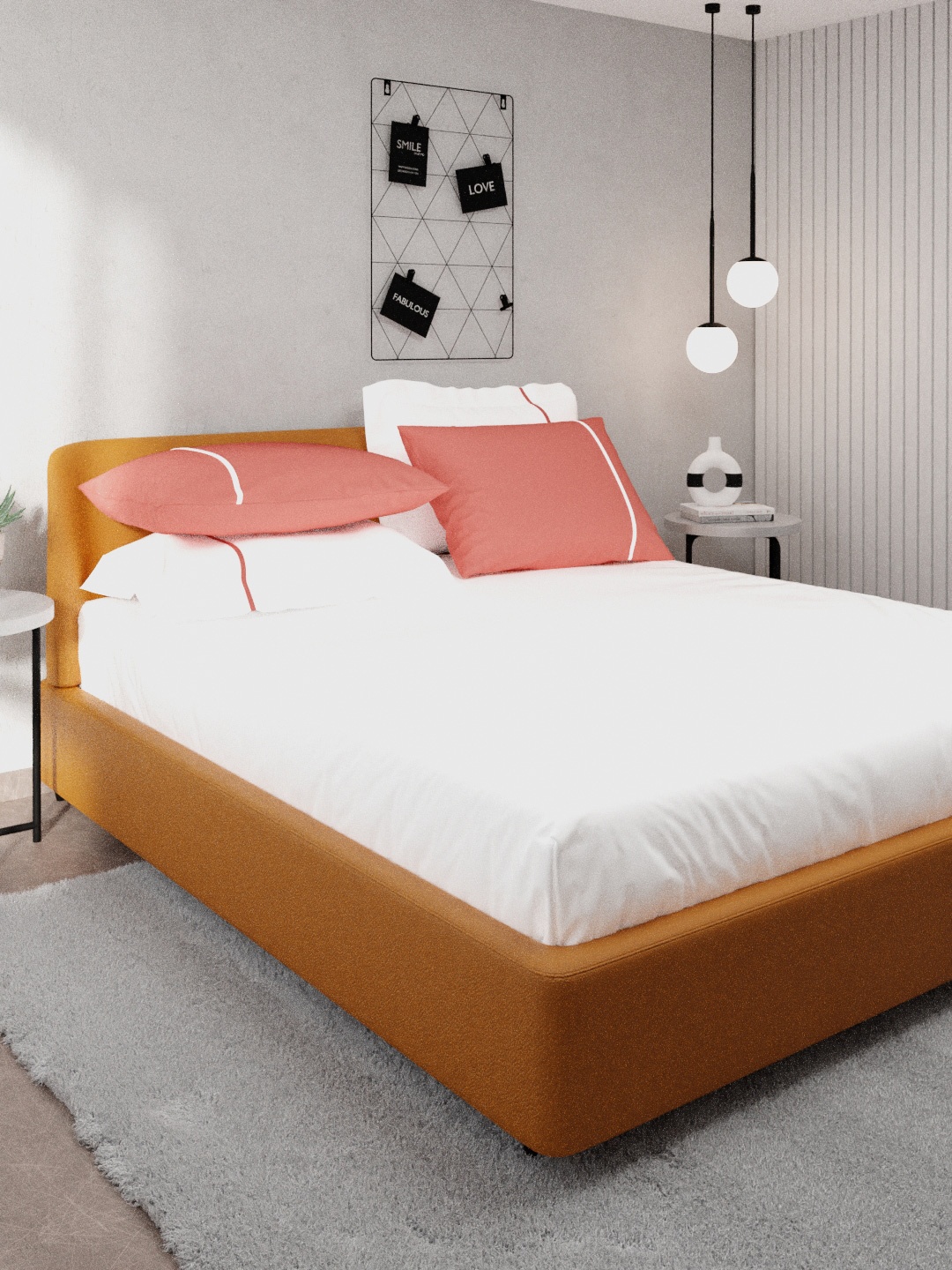 

Stoa Paris White & Peach Solid 144 TC Cotton King Size Bedsheet with 4 Pillow Covers