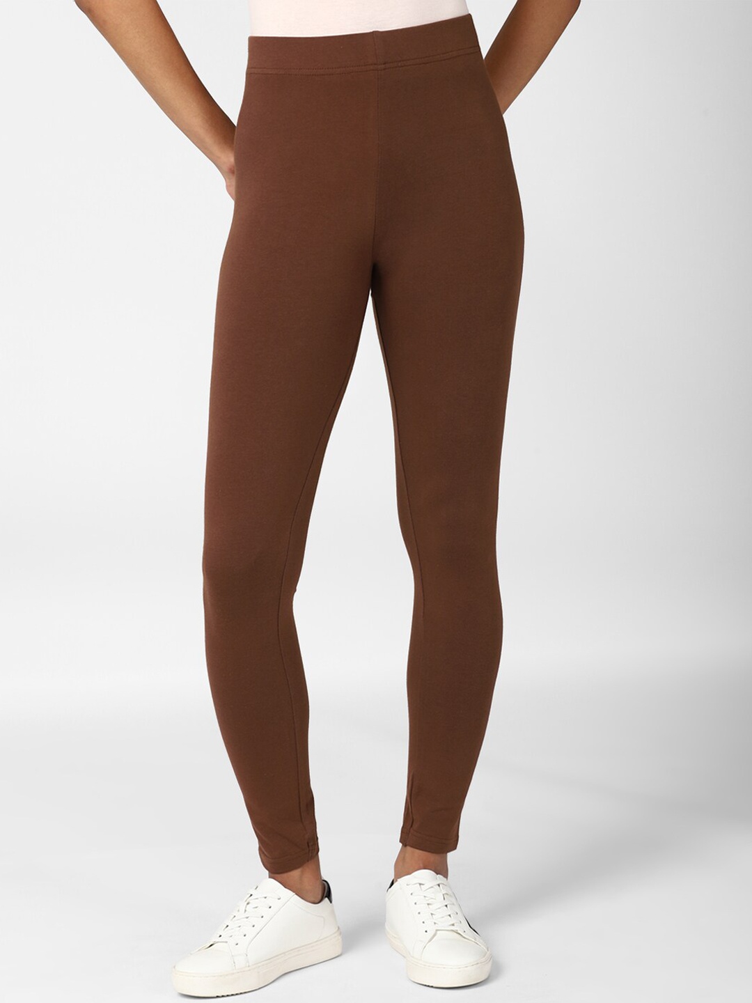 

FOREVER 21 Women Brown Solid Ankle Length Leggings