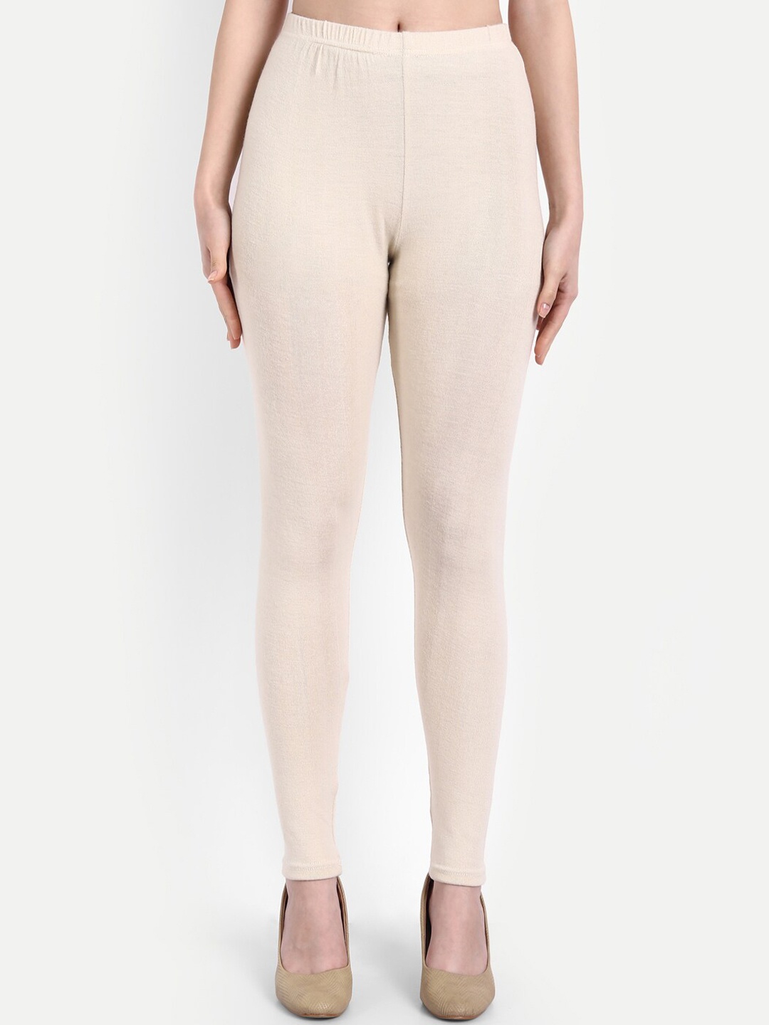 

SUTI Beige Solid Woollen Ankle Length Leggings