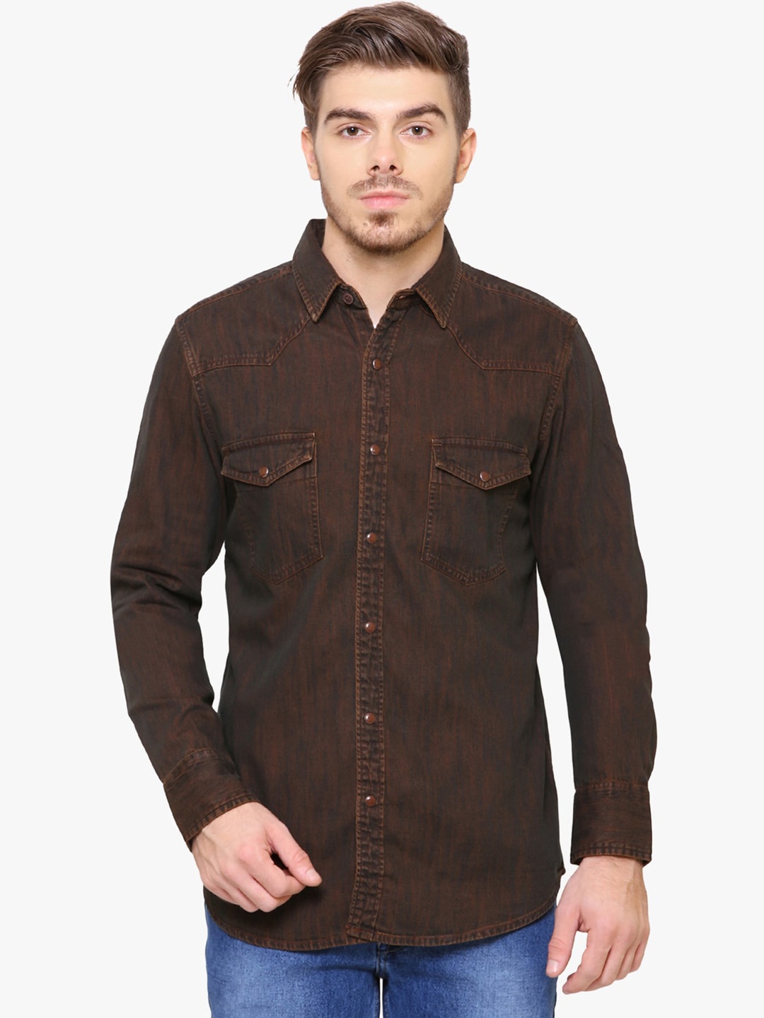 

Southbay Men Brown Smart Slim Fit Cotton Casual Shirt