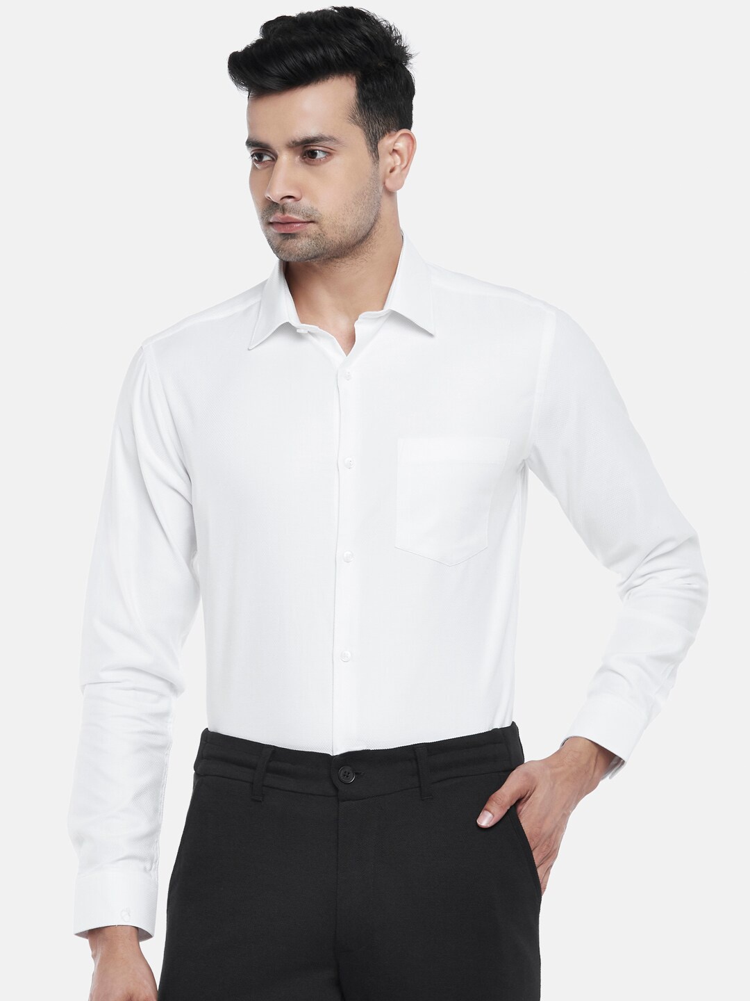 

BYFORD by Pantaloons Men White Slim Fit Pure Cotton Formal Shirt