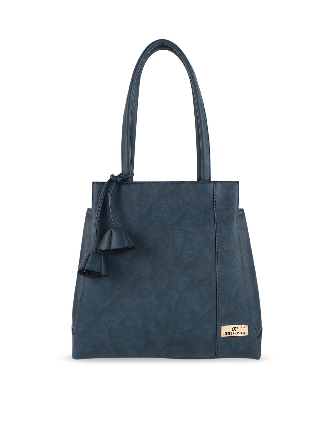 

SXF SPEED X FASHION Blue PU Structured Handheld Bag with Tasselled