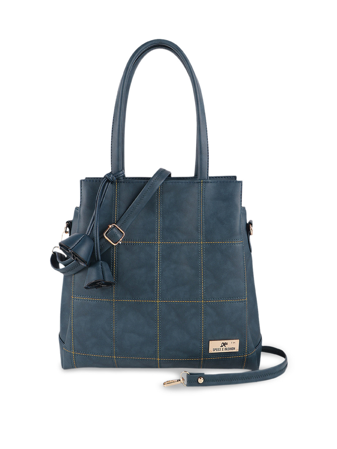 

SXF SPEED X FASHION Blue PU Structured Handheld Bag