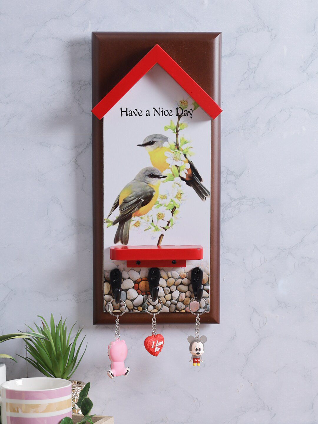 

Safal Brown & White Designer Wooden Key Holder