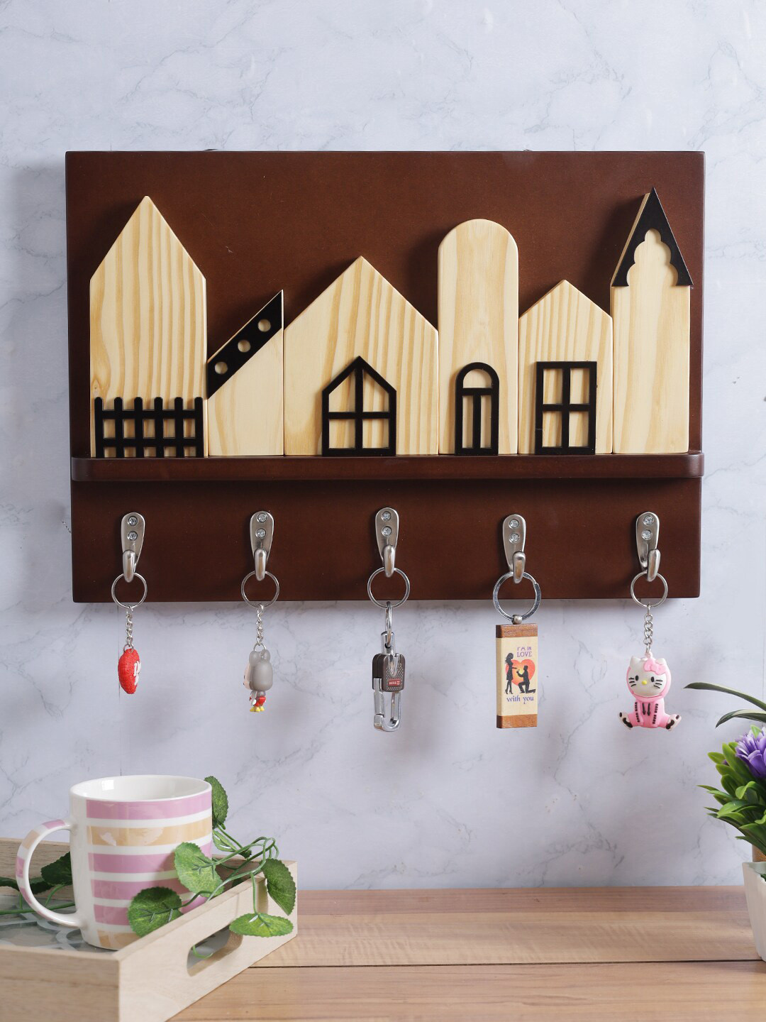 

Safal Brown & Beige Designer Styled Exclusive Wooden Key Holder