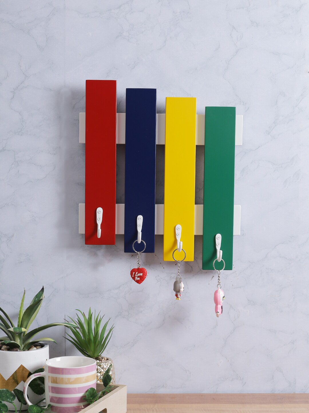 

Safal Red & Yellow Exquisite Designer Wooden key Holder