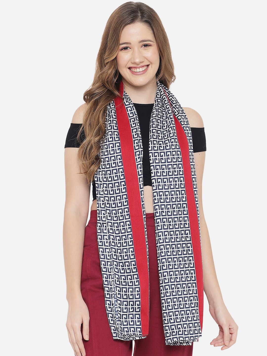 

Orchid Blues Women Red & White Printed Acrylic Stole