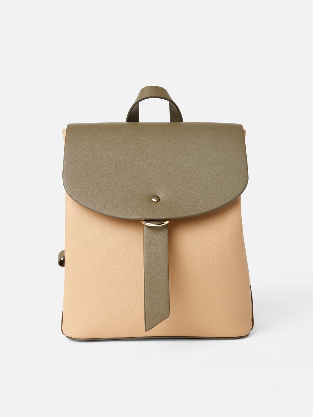 

Vero Moda Women Olive Green & Peach-Coloured Colourblocked Backpack