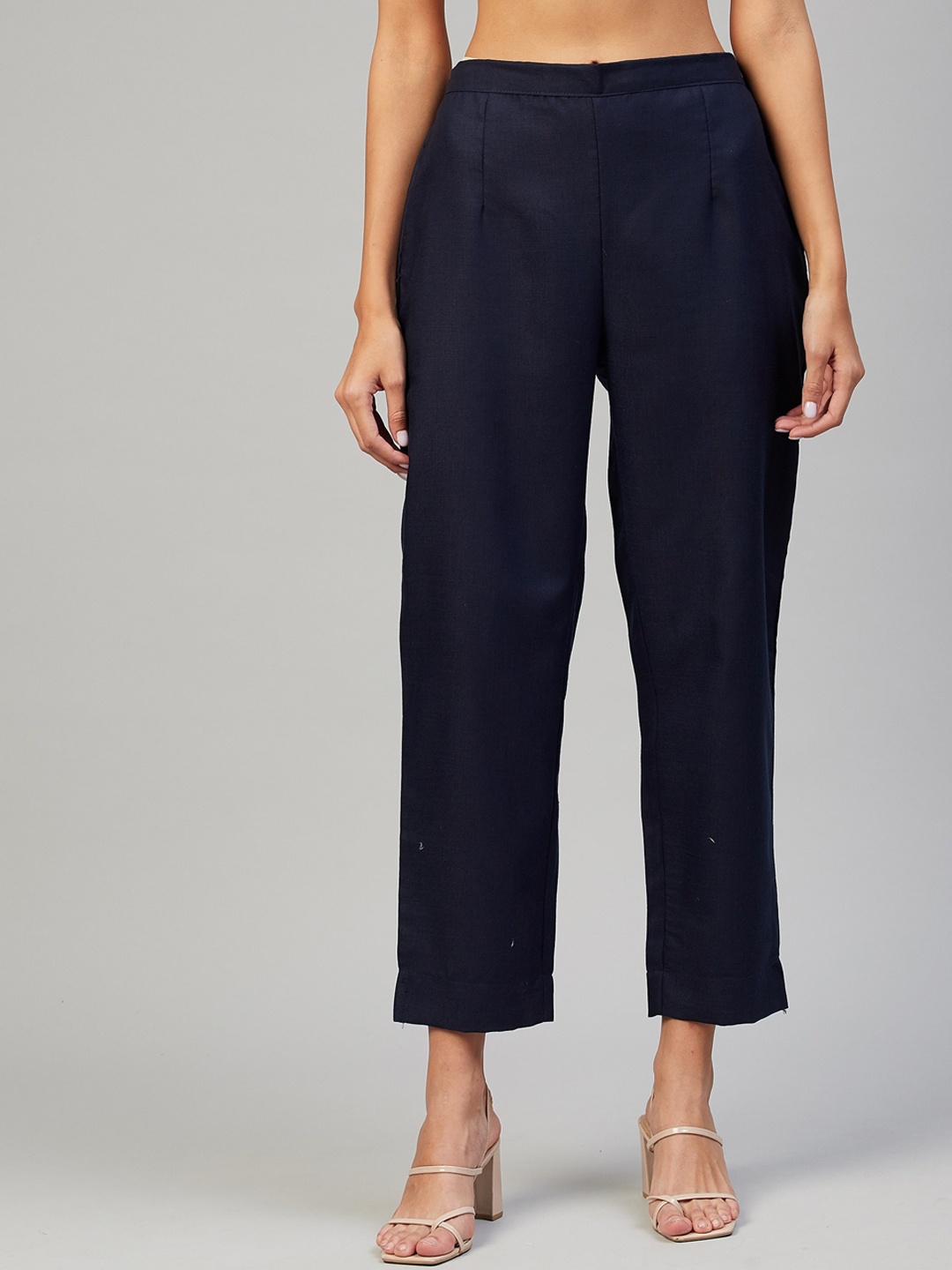 

VAABASTA Women Navy Blue Relaxed Trousers