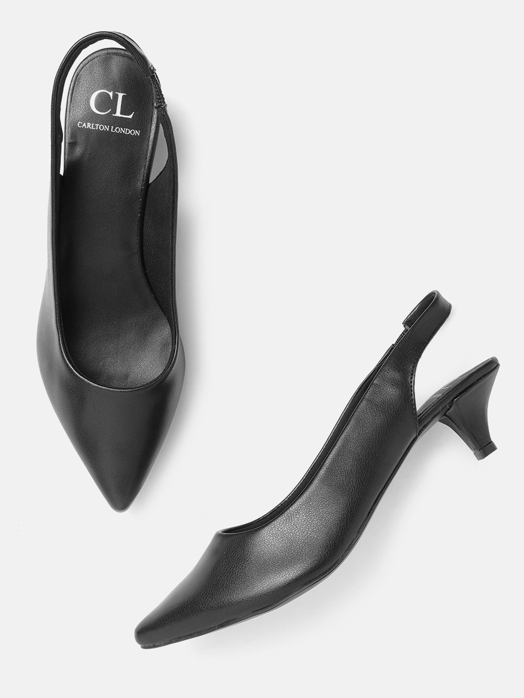 

Carlton London Black Solid Kitten Pumps