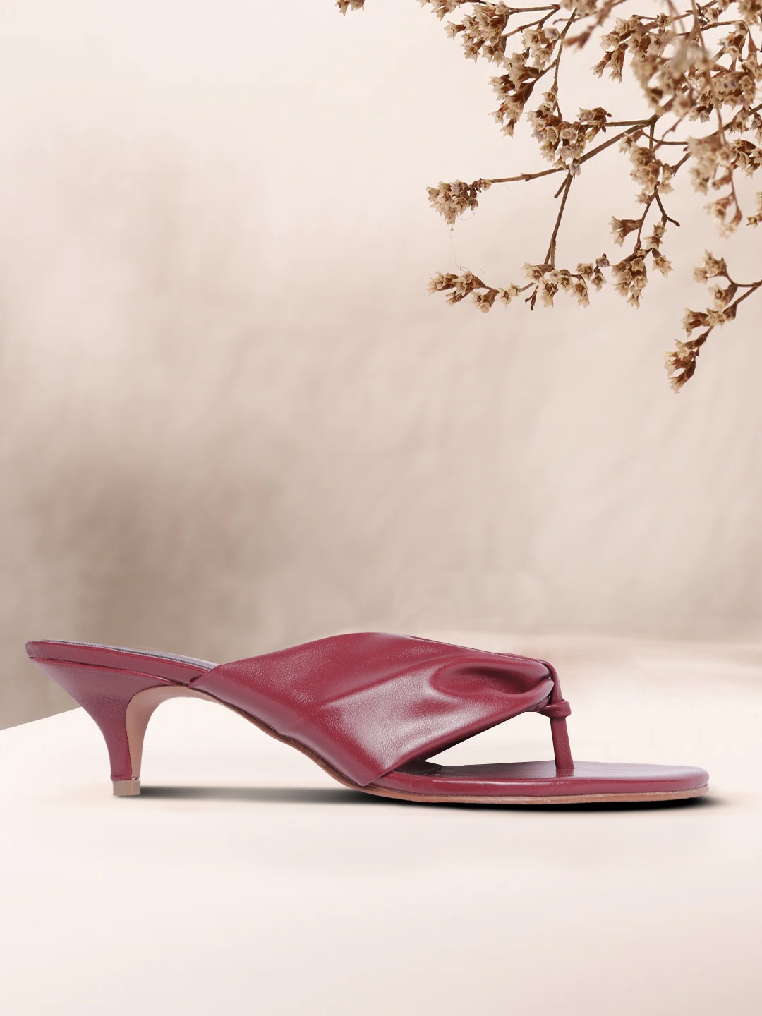 

Carlton London Women Maroon Solid Kitten Heels
