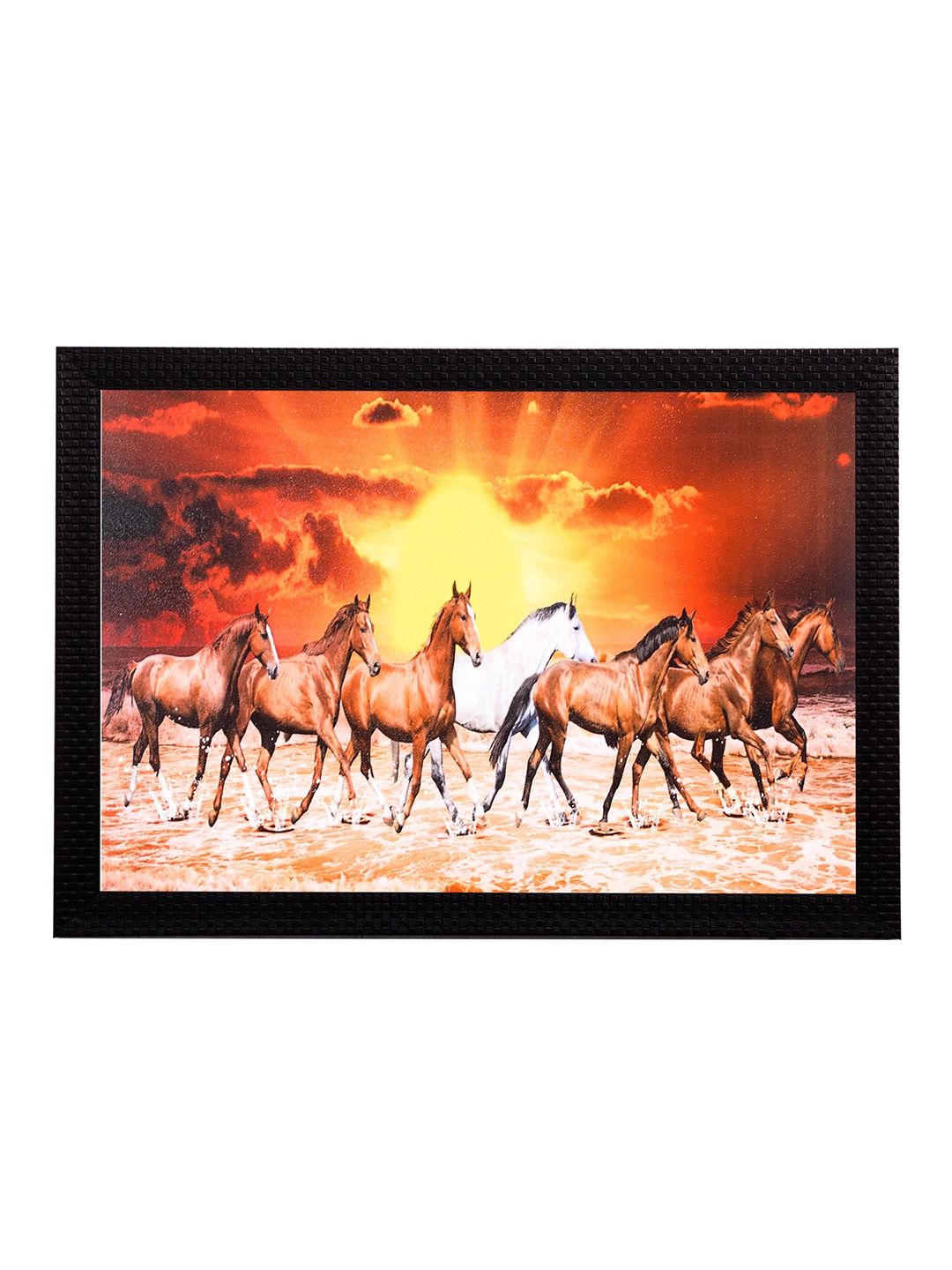 

eCraftIndia Multicoloured Horses Framed Wall Art, Multi