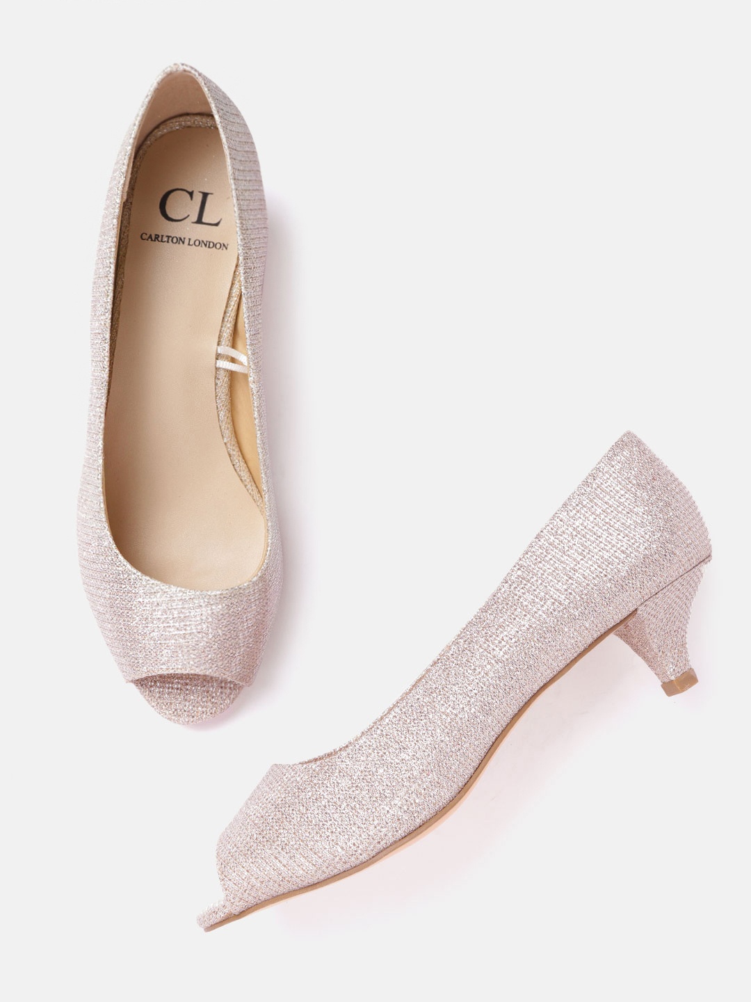 

Carlton London Rose Gold Peep Toe Kitten Heels