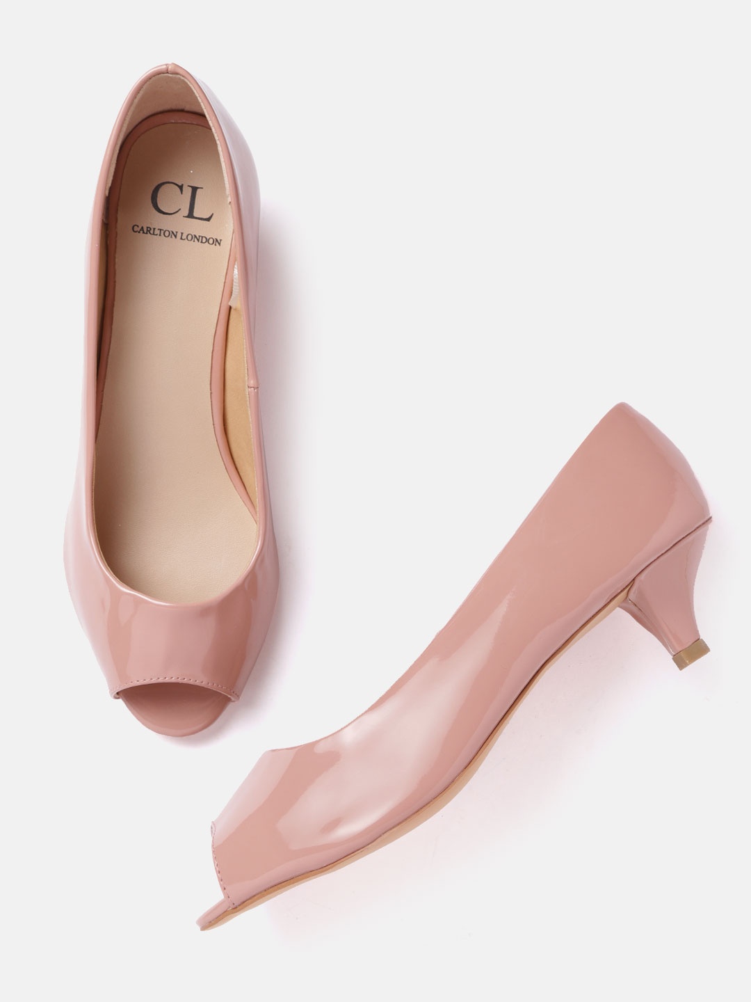 

Carlton London Women Dusty Pink Solid Peep Toe Kitten Heels