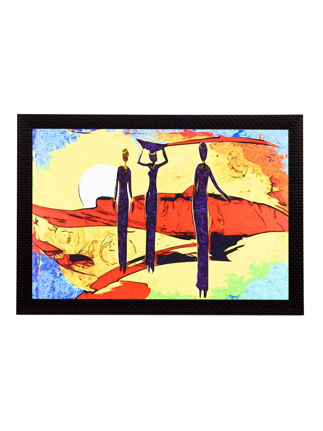 

eCraftIndia Multicoloured Abstract Women Framed Wall Art, Multi