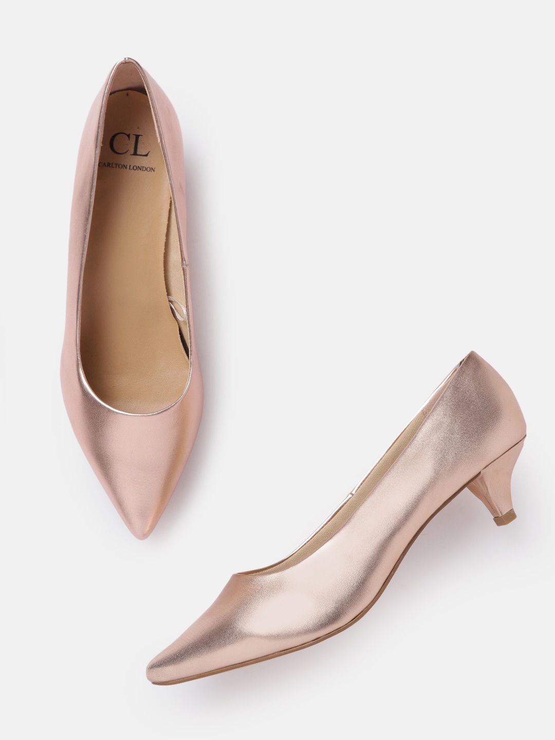 

Carlton London Women Rose Gold-Toned Solid Pumps