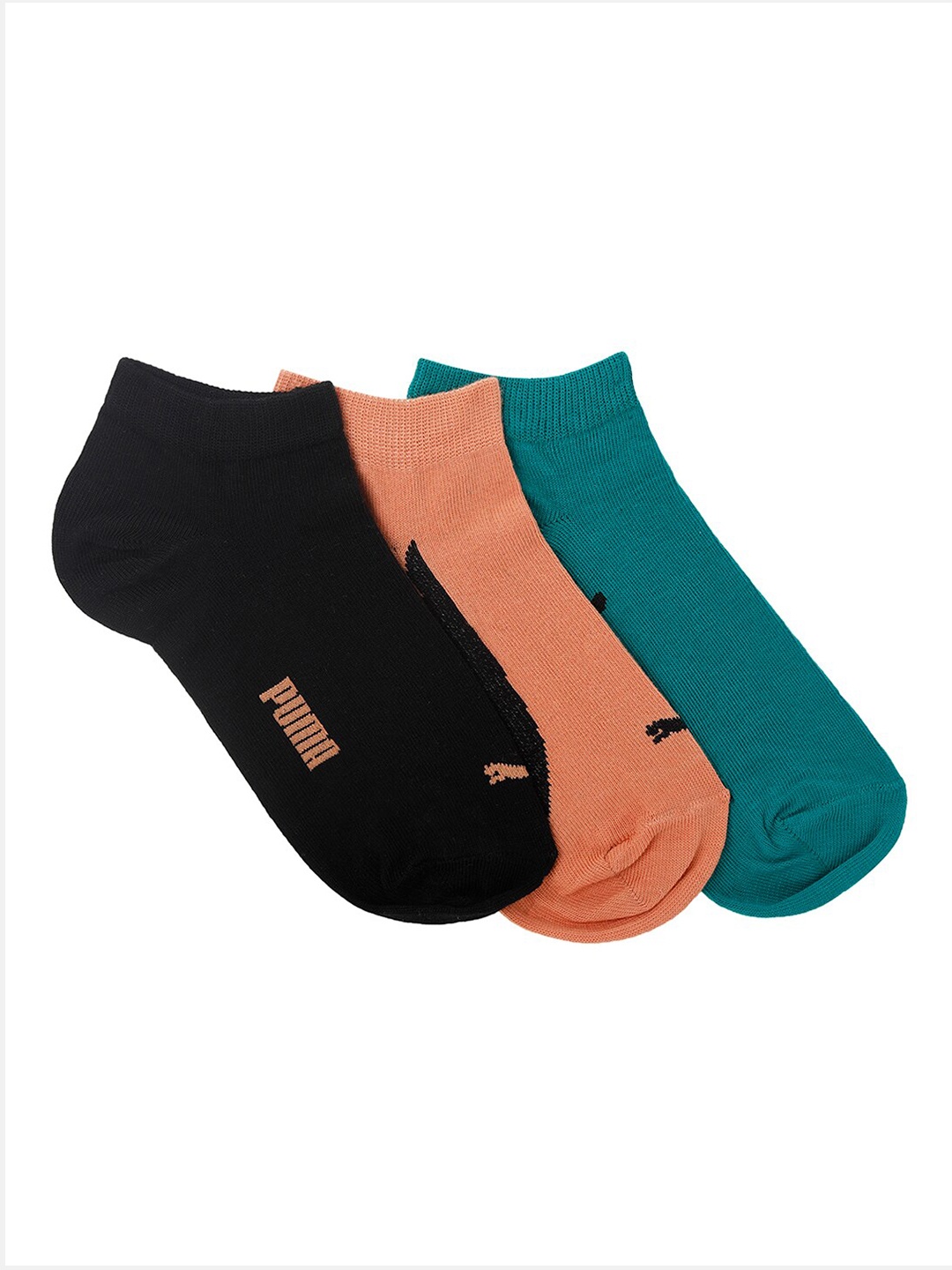 

Puma Unisex Pack of 3 Black & Peach-Coloured Socks