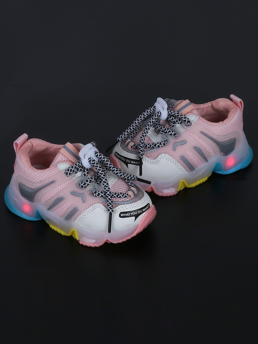 

FEETWELL SHOES Kids Pink Colourblocked LED Sneakers